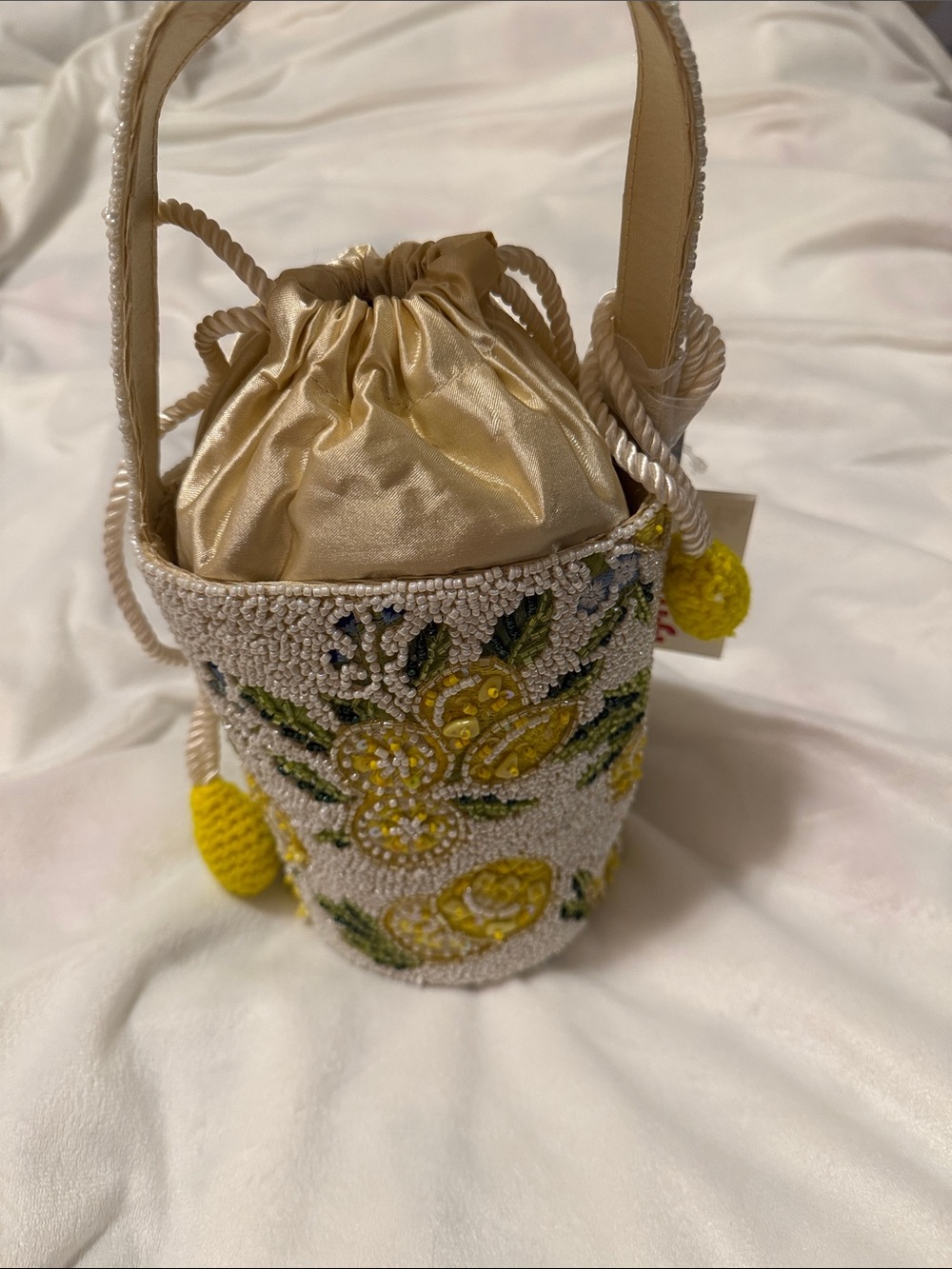 Beaded Lemons Bucket Bag - Designer Style